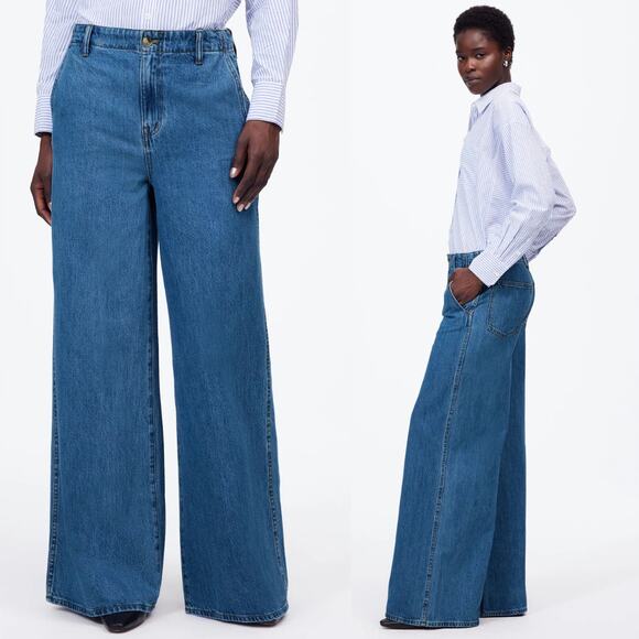 NEW Madewell Women's Wide Sweep Denim Jeans Size 27 Java Wash Preppy - Picture 2 of 12